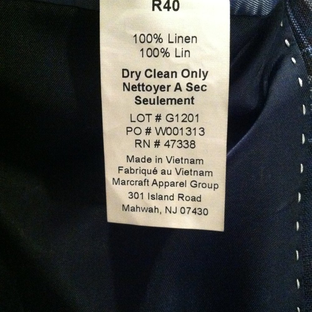 TOMMY HILFIGER MENS NEW BLUE 100%LINEN SPORT JACKET COAT BLAZER SIZE: 40R - Picture 10 of 10